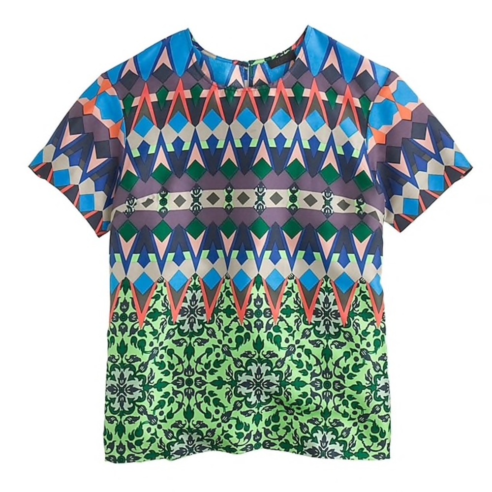 J. Crew Gemstone floral silk T-shirt